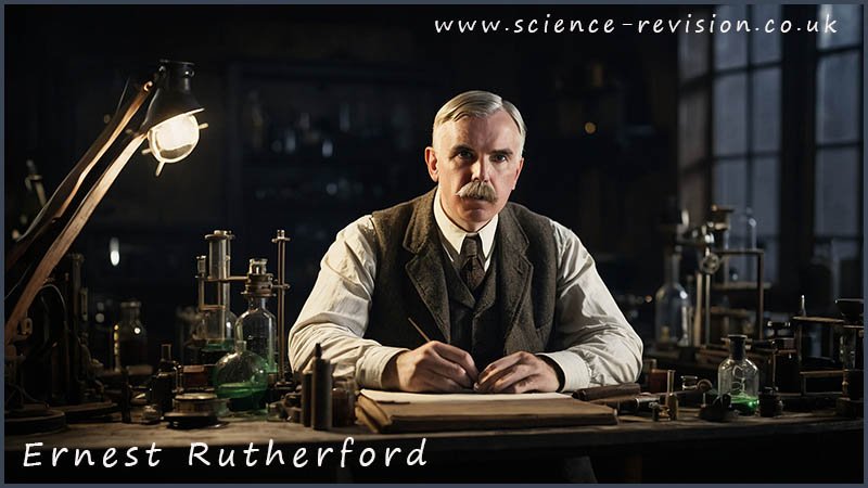 portrait of Ernest Rutherford working in the physics lab